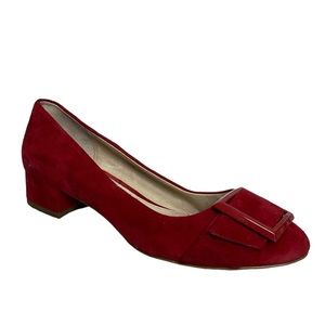 Louise Et Cie Heels Brianna Buckle Pump Slip On Red suede Round Toe Size 7.5